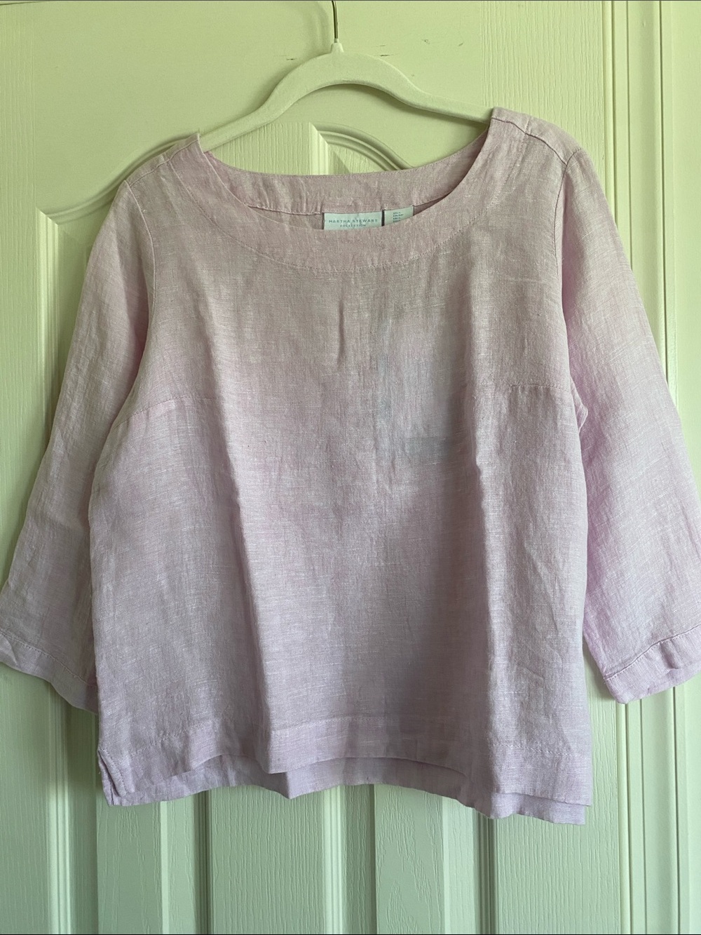 NWT Martha Stewart Pale Pink Linen Boat Neck Tunic